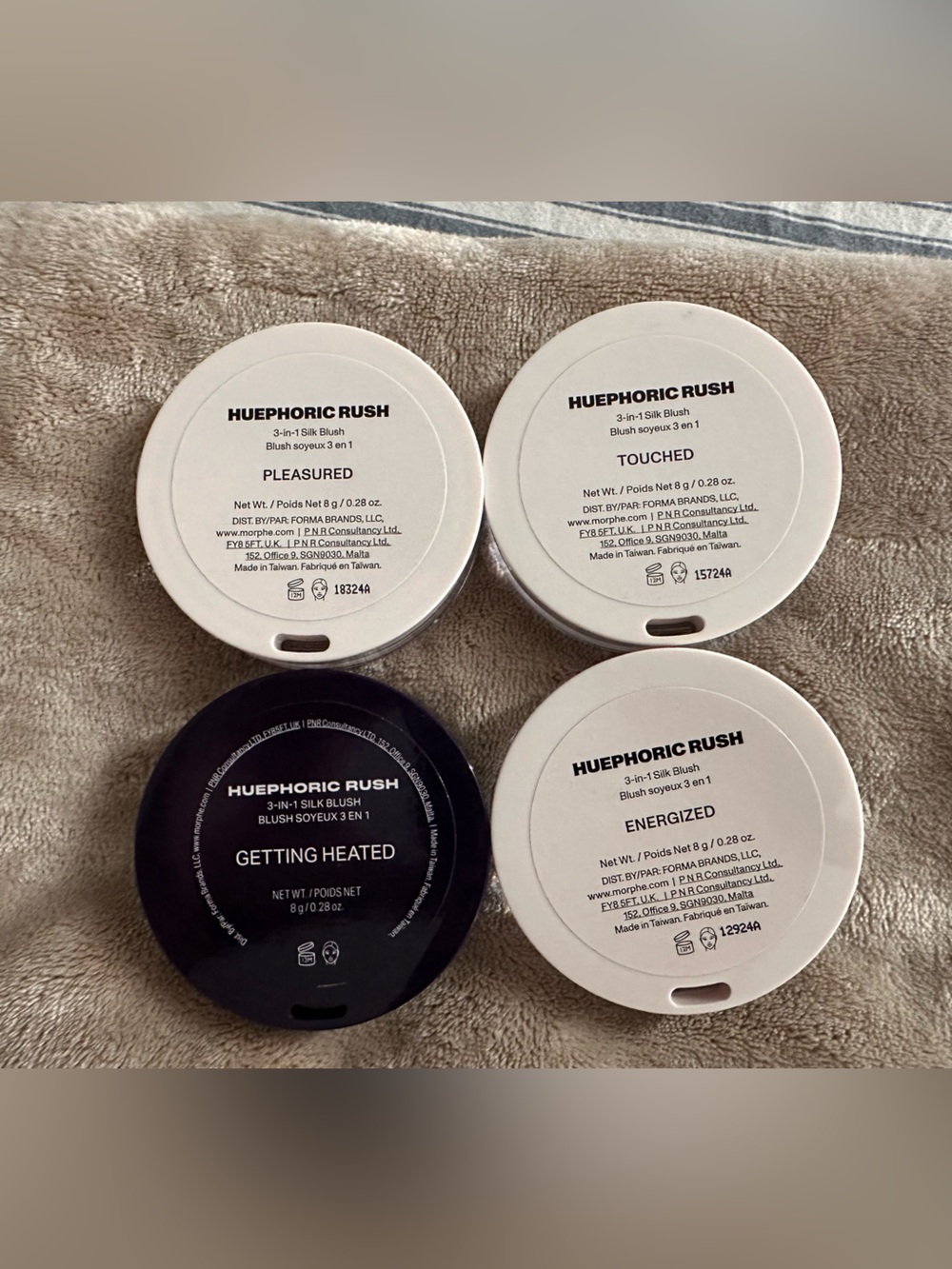 Morphe Huephoric Rush Blush Set - White and Black Compacts